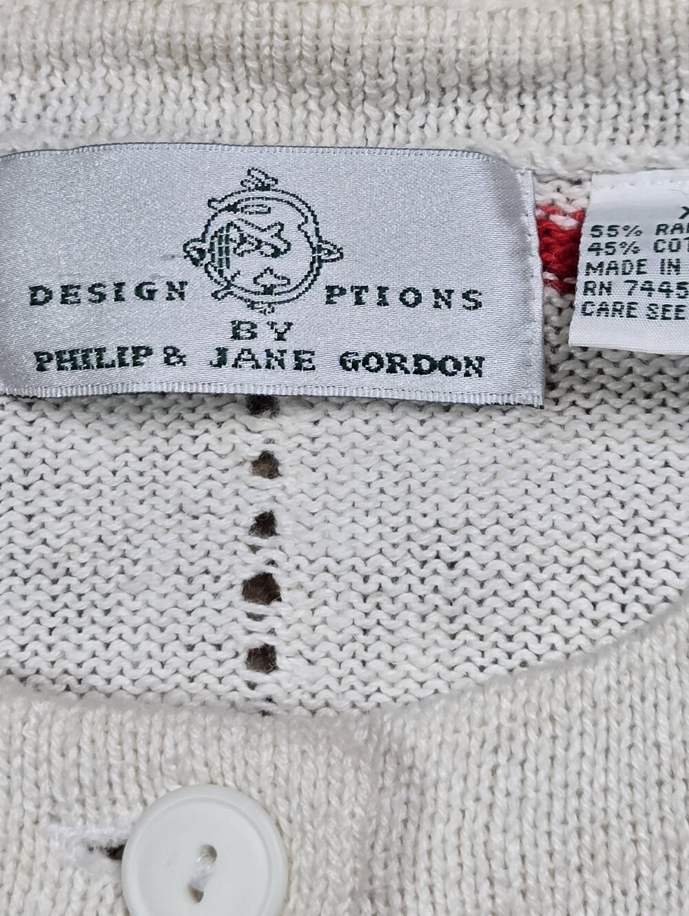 Philip & Jane Gordon Design Options Cream Nautical Fireworks Sweater Size XL - Picture 4 of 15